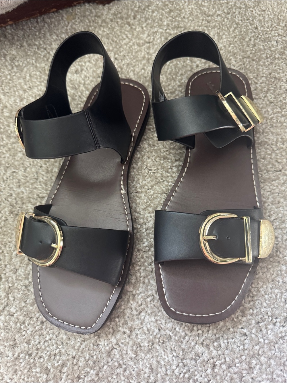 Universal Thread Sandals with Gold Buckles